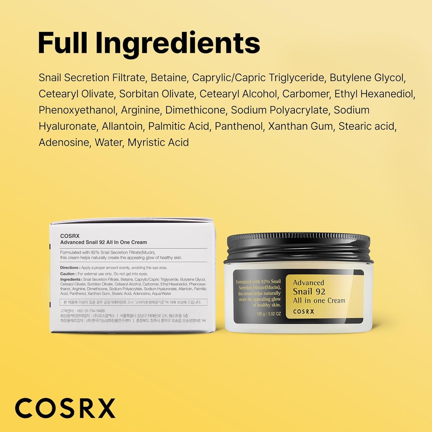 COSRX Snail Mucin 92% Repair Cream - COSRX K-Beauty
