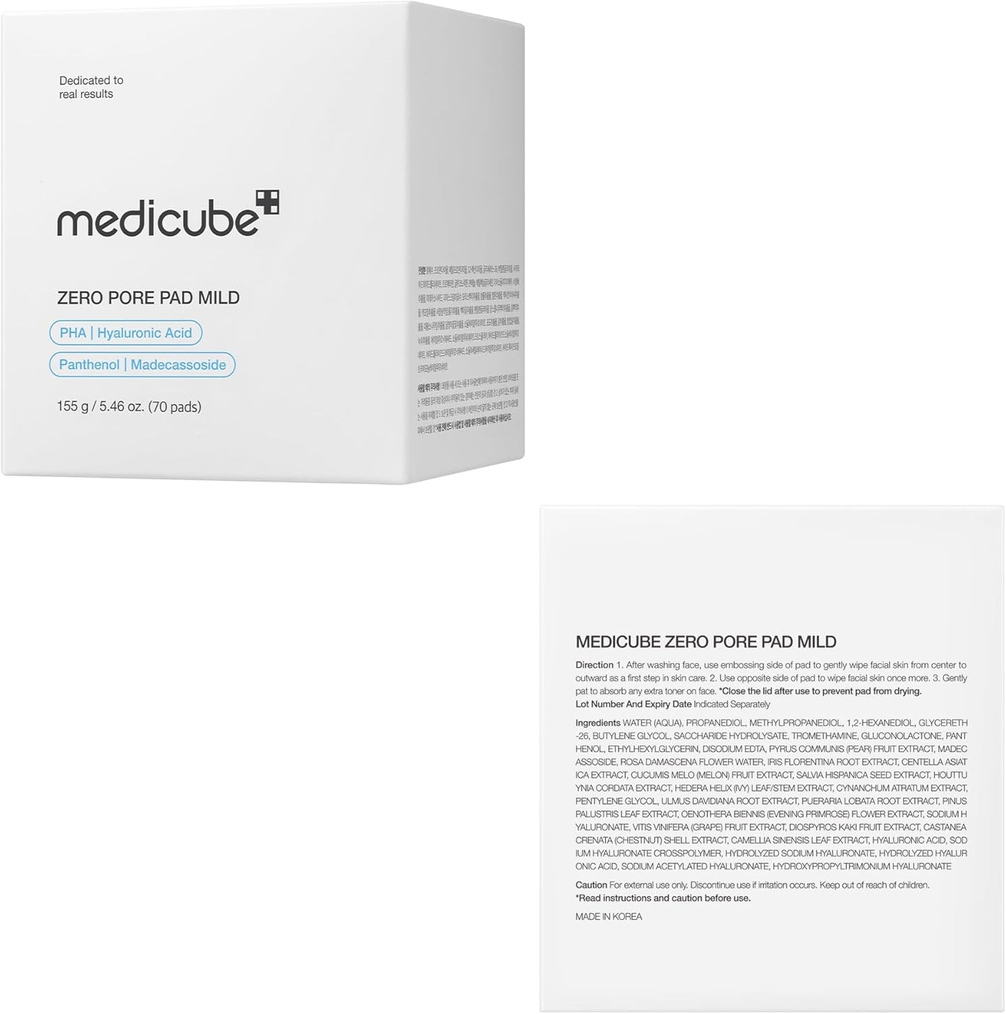 Medicube Zero Pore Pad Mild, Gentle PHA, Sensitive Skin 70 Pads - Medicube K-Beauty