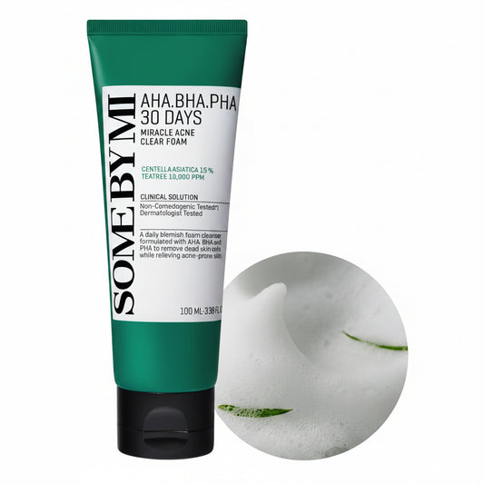 Some By Mi AHA BHA PHA Miracle Acne Foam - Korean AHA BHA PHA Acne Cleanser K-Beauty