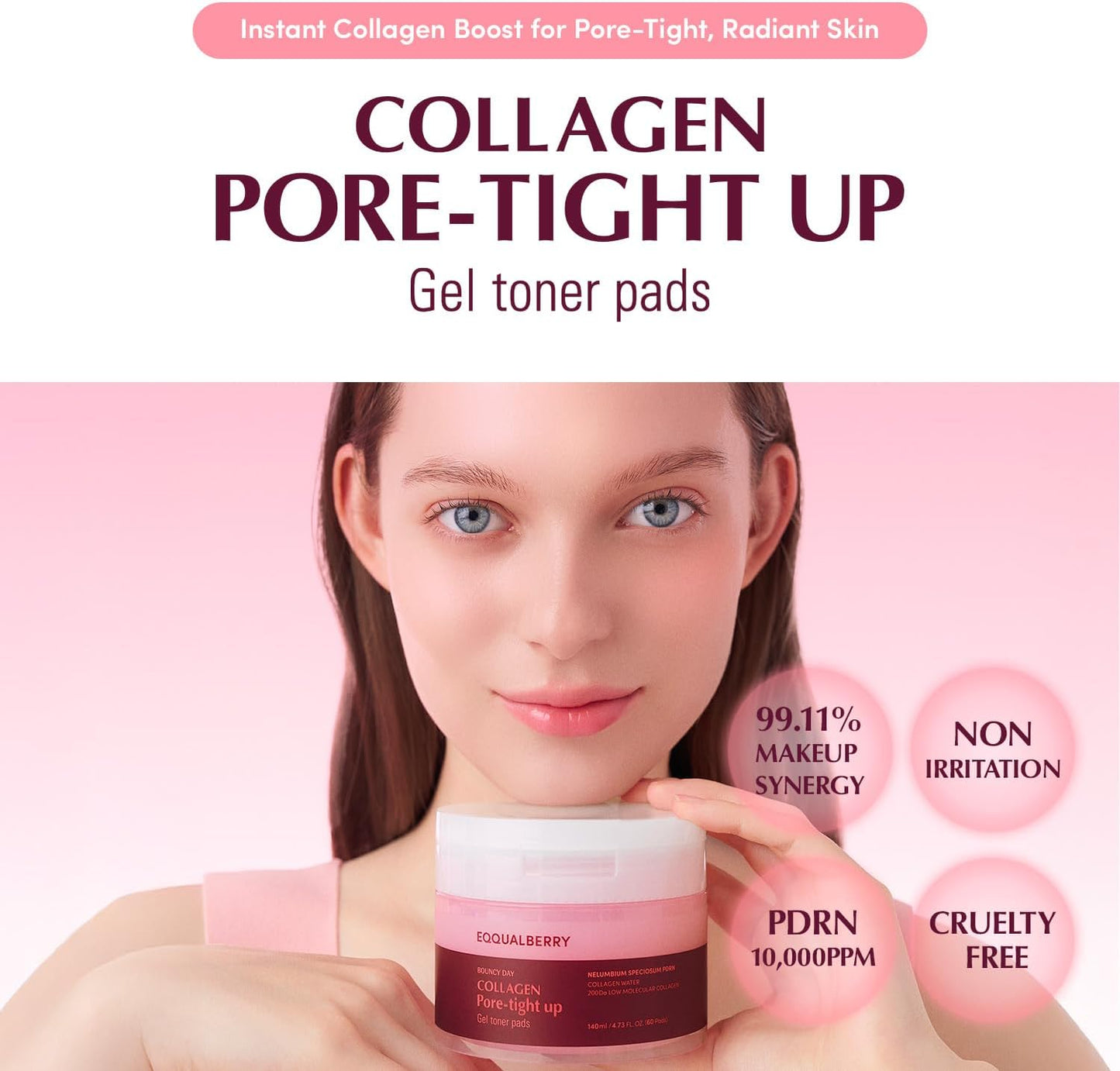 Eqqualberry Collagen Pore-Tight Toner Pads 60 pads - Eqqualberry K-Beauty