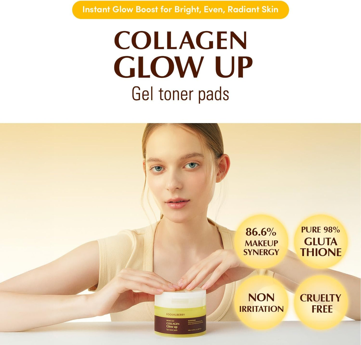Eqqualberry Collagen Glow Toner Pads 60 pads - Eqqualberry K-Beauty