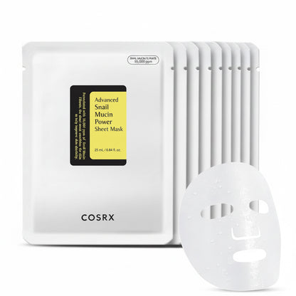 COSRX Snail Mucin Sheet Mask 10 Pack - Korean Snail Mucin Hydrating Sheet Mask K-Beauty