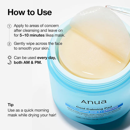 Anua 8 Hyaluronic Acid Catechin Pads 110 pads - Anua K-Beauty