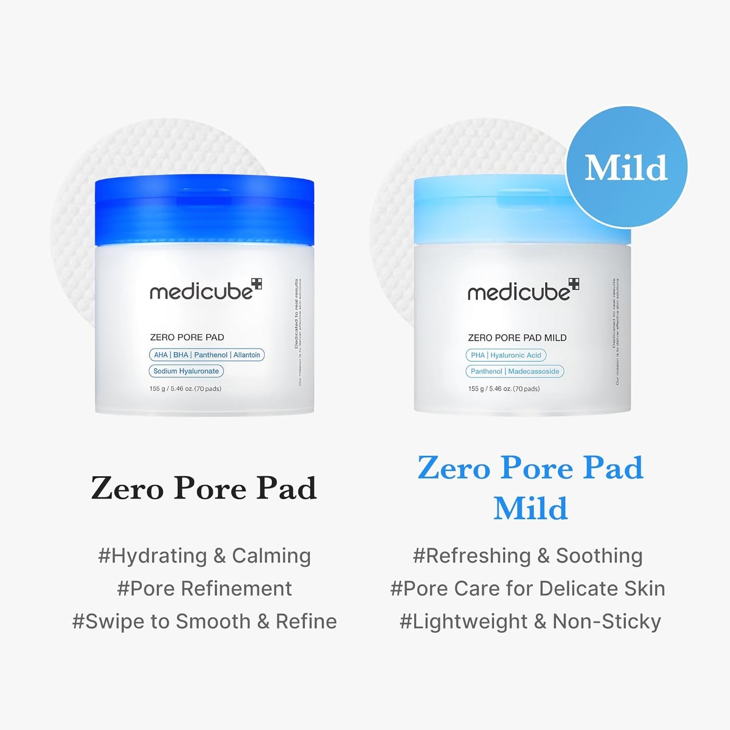 Medicube Zero Pore Pad Mild, Gentle PHA, Sensitive Skin 70 Pads - Medicube K-Beauty