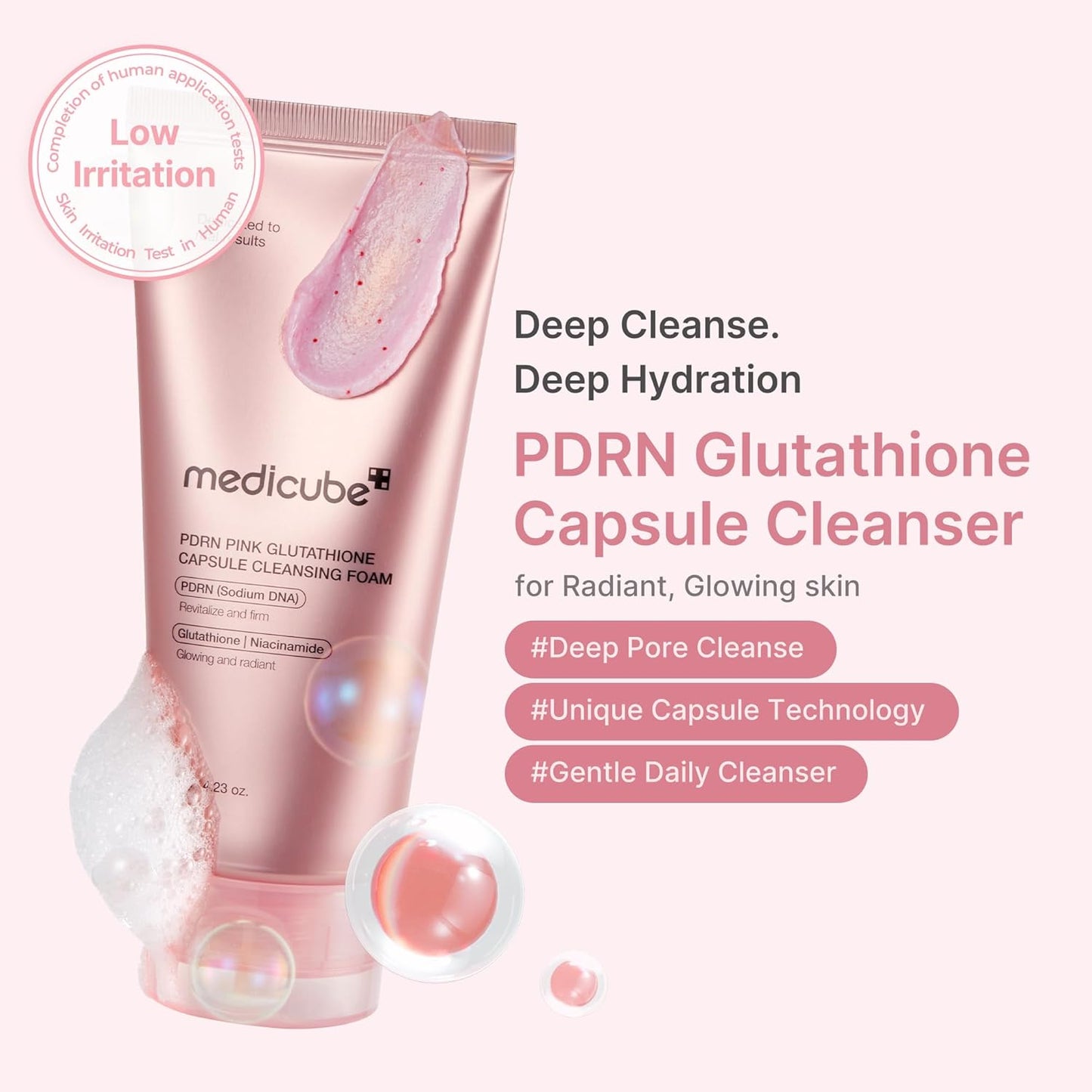 Medicube PDRN Pink Glutathione Foam Cleanser 120g - Medicube K-Beauty