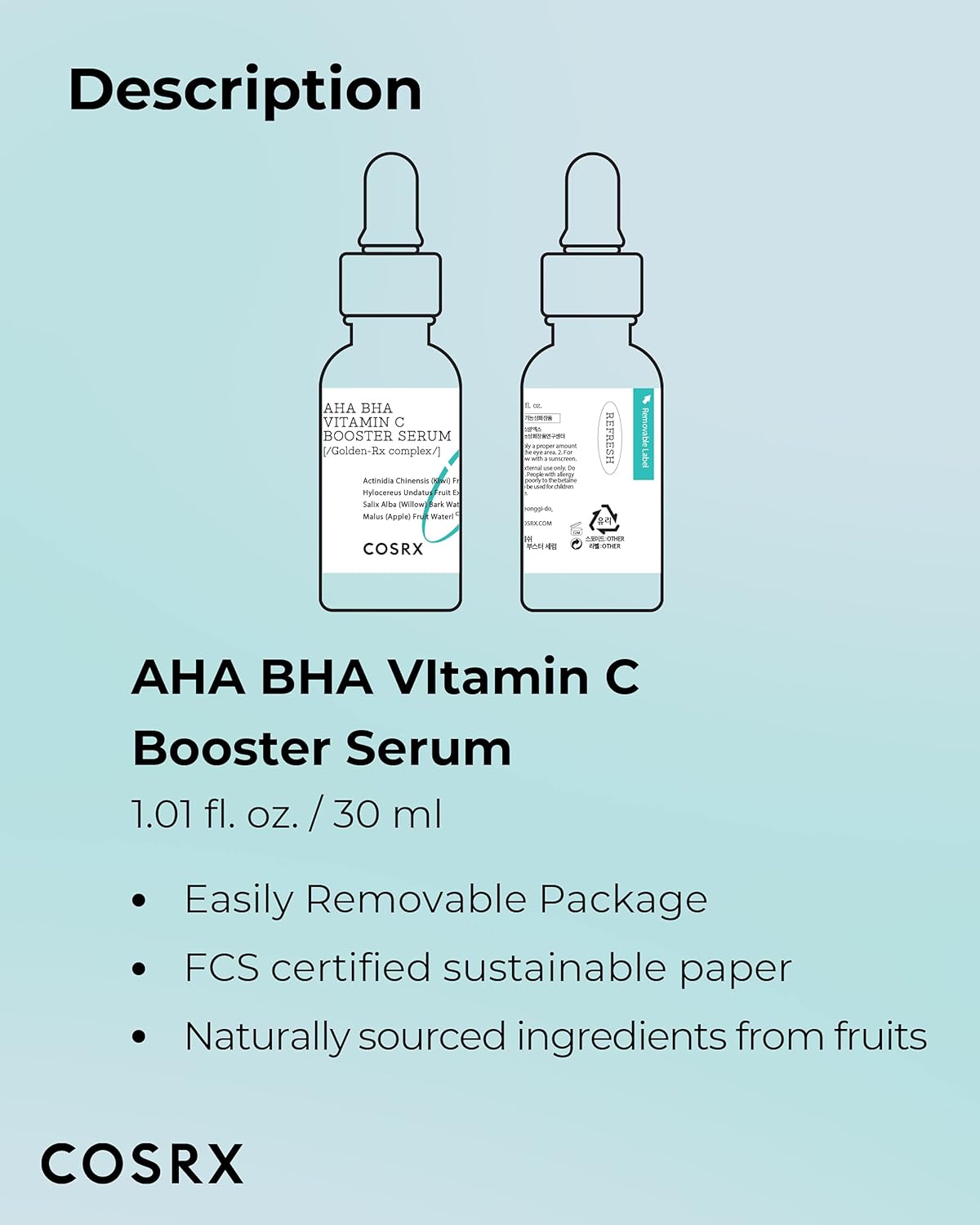 COSRX Refresh AHA BHA Vitamin C Booster Serum - COSRX K-Beauty
