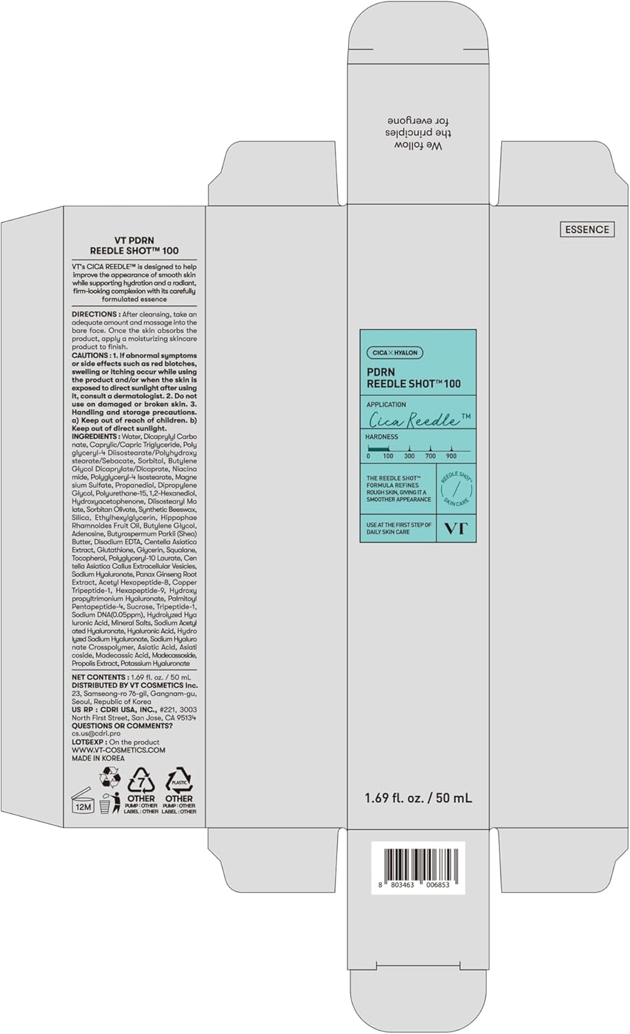 VT Cosmetics PDRN Reedle Shot 100 - VT Cosmetics K-Beauty