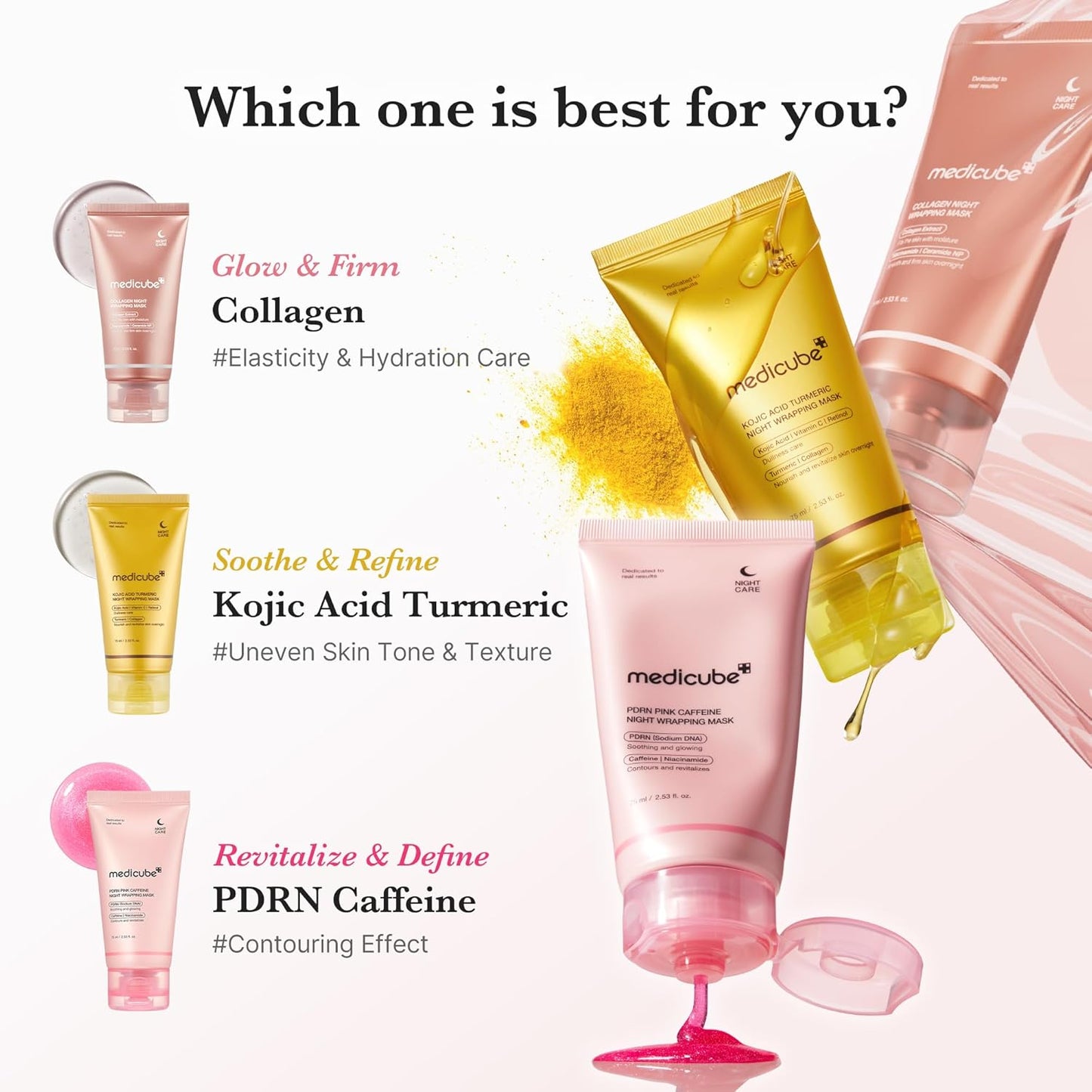 MEDICUBE PDRN Pink Caffeine Night Wrapping Mask - Medicube K-Beauty