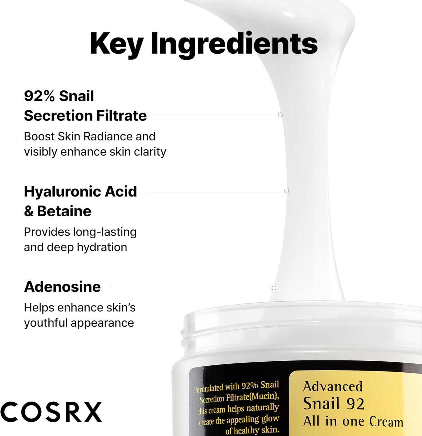 COSRX Snail Mucin 92% Repair Cream - COSRX K-Beauty