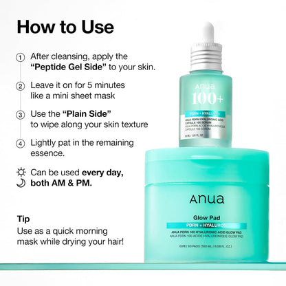 Anua PDRN 100 Hyaluronic Acid Glow Pads - Anua K-Beauty