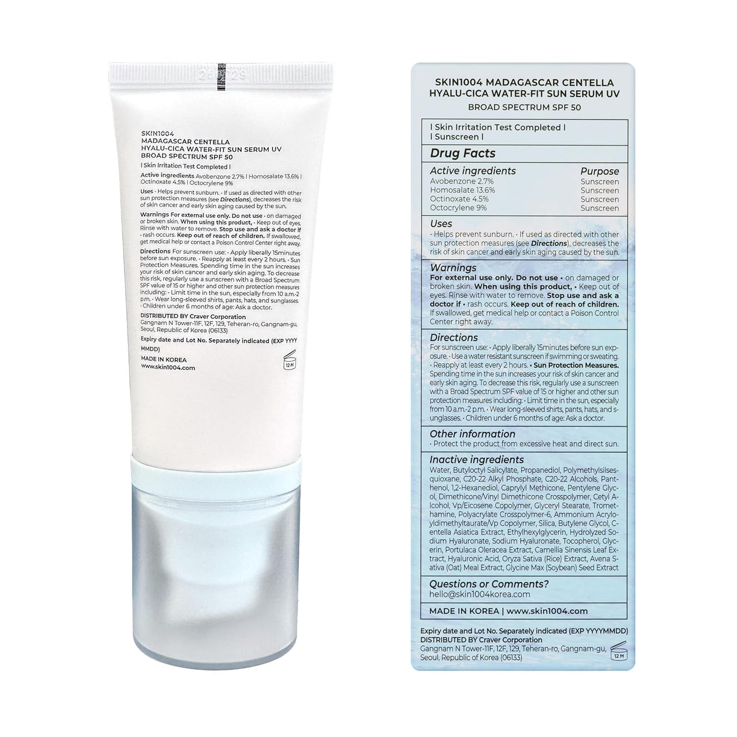 SKIN1004 Hyalu-Cica Sun Serum SPF50 - SKIN1004 K-Beauty
