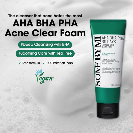 Some By Mi AHA BHA PHA Miracle Acne Foam - Some By Mi K-Beauty